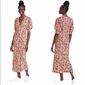 Rixo puff sleeve floral maxi dress size 0